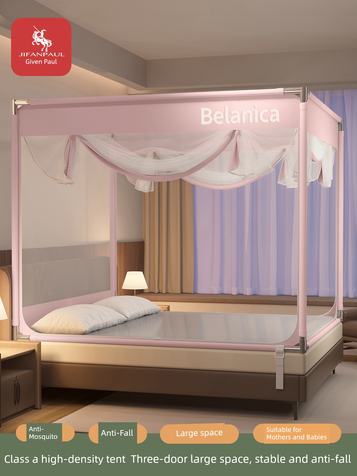 Anti-Fall Mosquito Net, Anti-Mosquito, Anti-Falling from Bed for Children, Full Bottom Net, 2026 New Model, Full Coverage, Baby, No Installation Required, for Home Bedroom