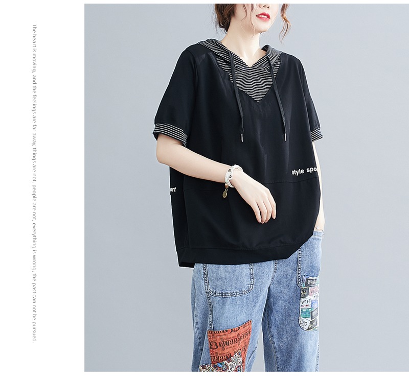 withdraw Last order major suit stripe V-neck printing Short sleeve T-shirt