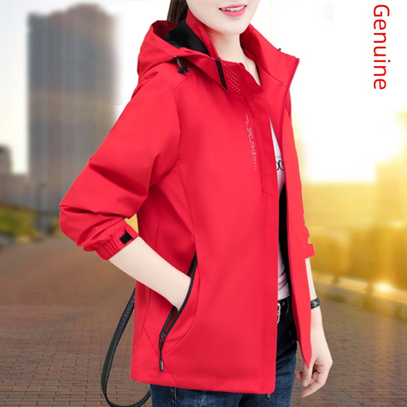 Scarlet short coat female spring and autumn winter 2023 The new ma'am pizex middle age mom Plush thickening Windbreaker