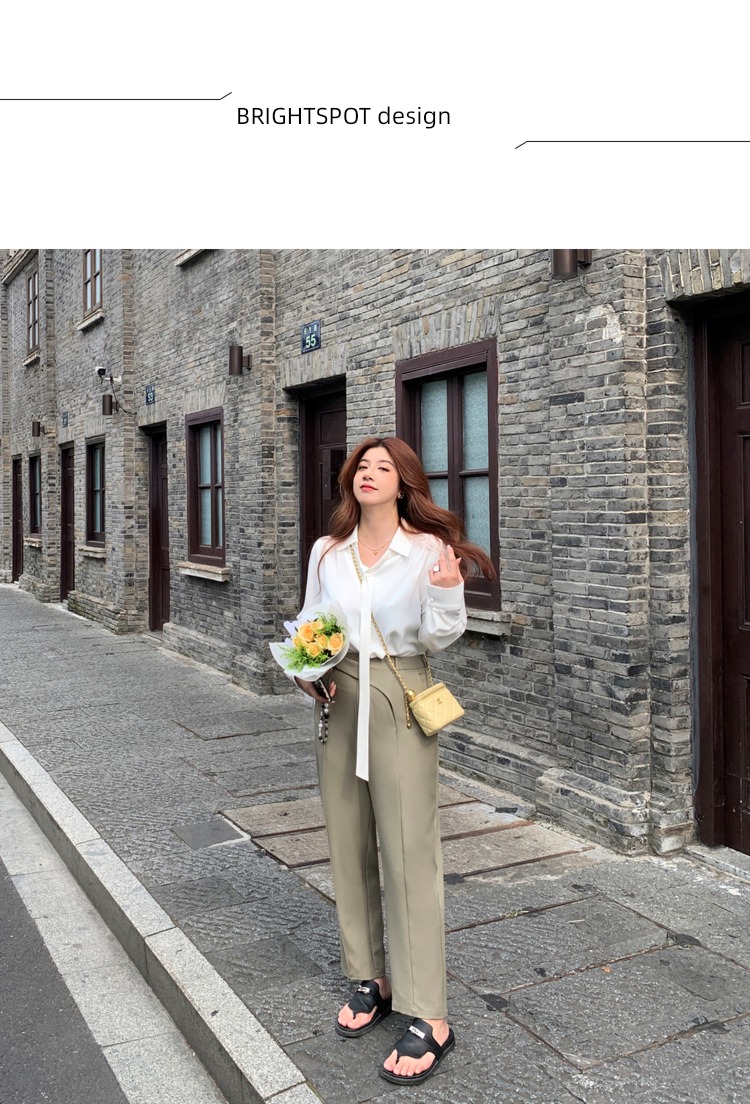 Li xiaosa Fat mm Long sleeve temperament Sagging sensation Ribbon shirt