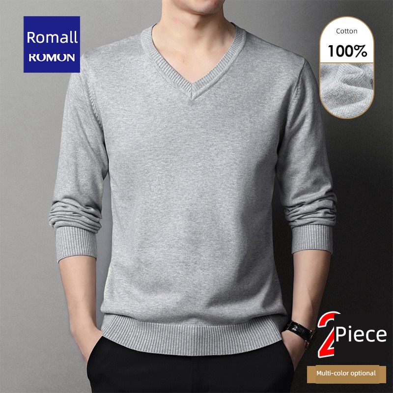 Romon business affairs leisure time pure cotton V-neck Condom sweater