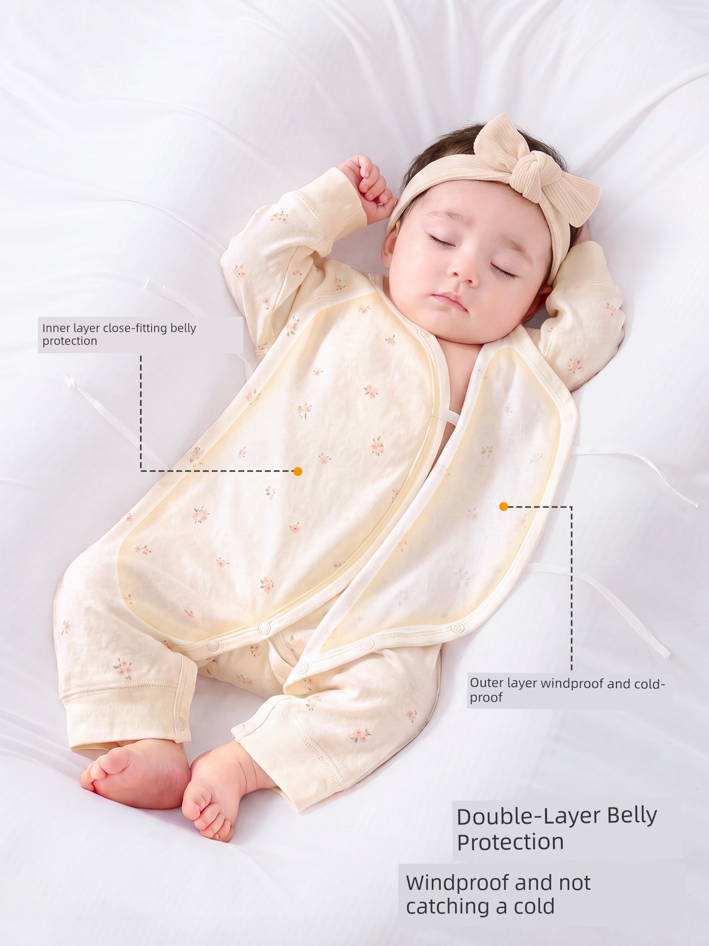 Jq Jingqi Baby Jumpsuit Autumn Clothing Pure Cotton Thin Long-Sleeve Newborn Baby Kimono-Style Outfit for Going Out — 2