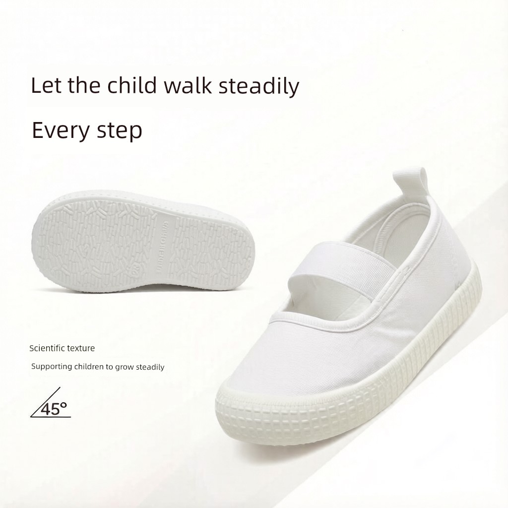 Kindergarten Indoor Shoes for Boys, Lightweight Canvas Shoes, Non-Slip Toddler Shoes, White Shoes for Entering School, 2026 New Model — 4