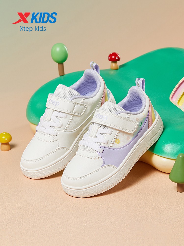 Xtep Children's Girls' Sneakers, Autumn Casual Shoes for Girls, Kindergarten Shoes, Sports Shoes, Non-Slip Soft-Soled Baby Shoes