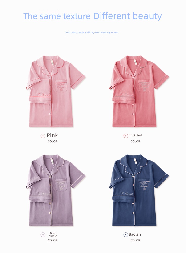 Finthen  female summer Cardigan Big size Cotton Short sleeve pajamas