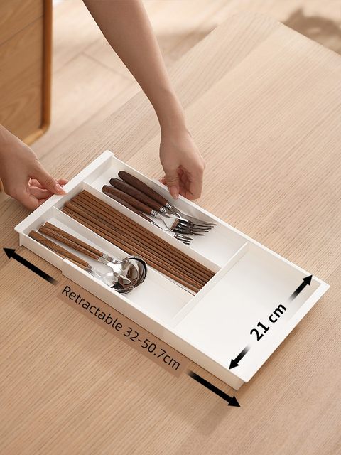 Drawer partition retractable storage box multi-functional kitchen built-in partition tableware chopsticks spoon sorting storage box