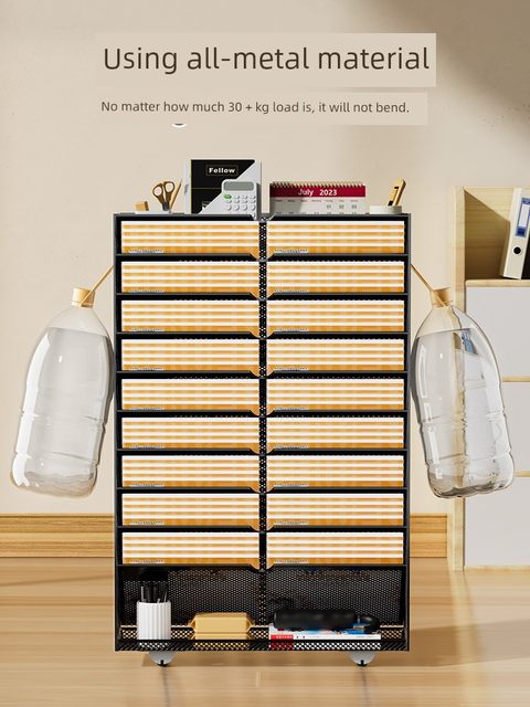 File storage rack desktop floor-standing multi-layer file folder storage box file frame table side vertical movable file rack office storage rack data sorting tool layered metal file rack