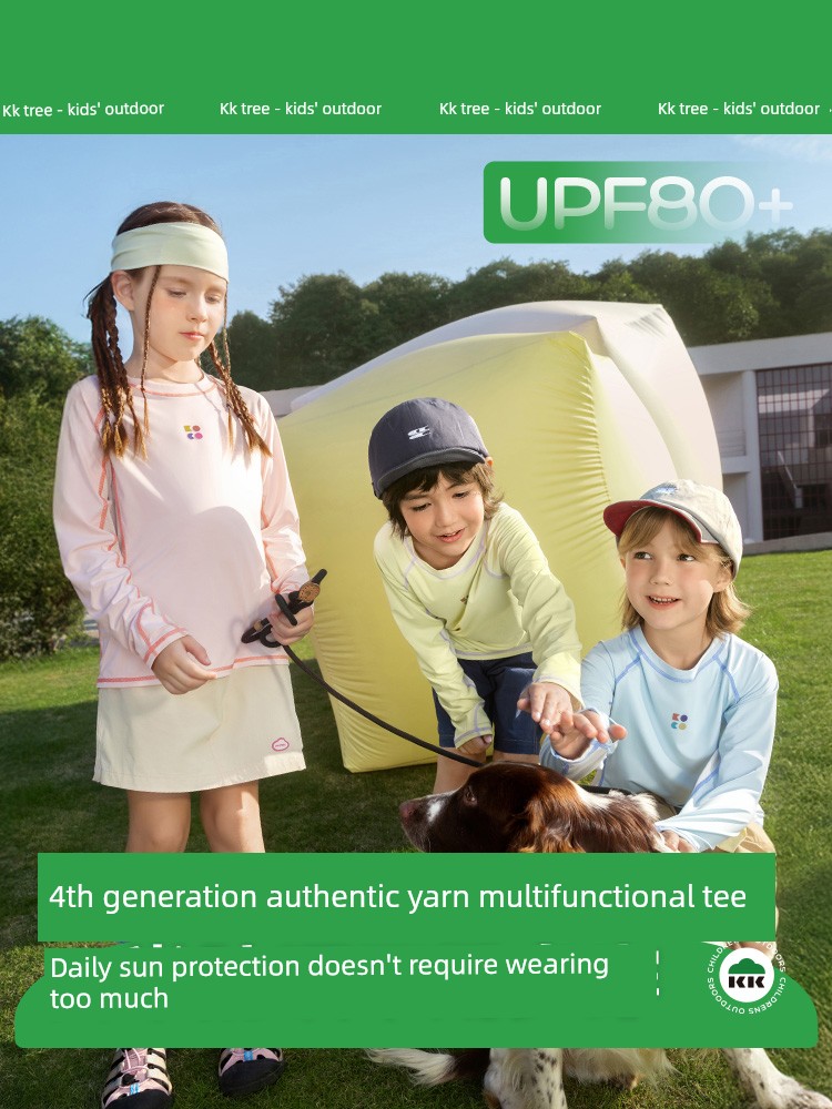 Kk Tree Children's Short-Sleeve Boys' and Girls' Quick-Dry T-Shirt, Sun-Protective Outdoor Sports Top, Long-Sleeve Summer Base Layer, Thin