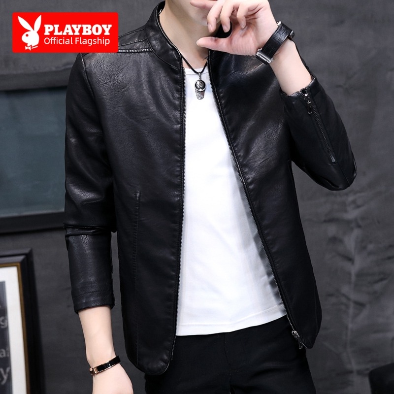 dandy Baseball collar Casual and versatile business affairs leather clothing