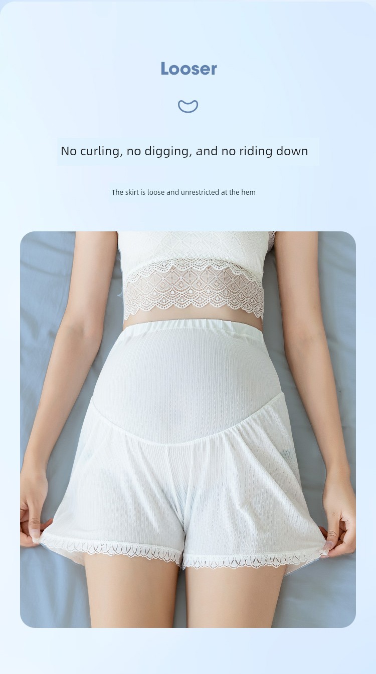 Jq Jingqi Maternity Safety Shorts Summer Thin Anti-Exposure Large Size Ice Silk Underwear Shorts for Pregnant Women Maternity Wear — 3