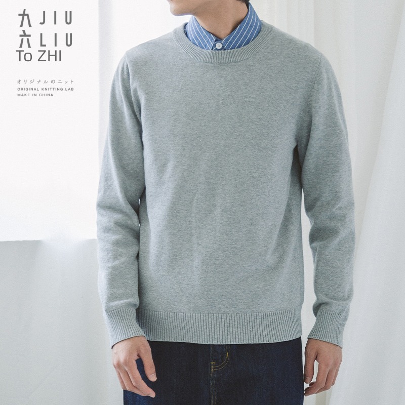 Jiu Liu Zhi Round neck pure cotton sweater Self-cultivation Sweater