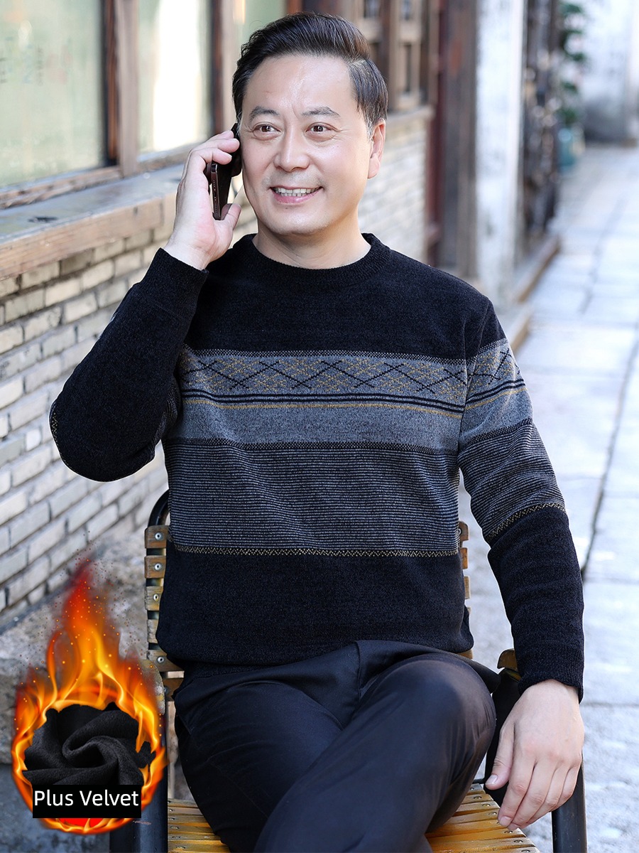winter clothes Plush thickening Middle aged man Undershirt sweater