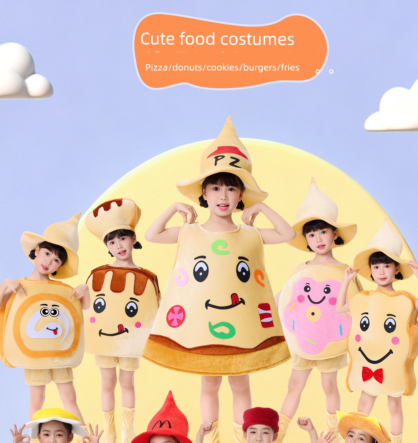 Children's Food Cartoon Performance Costumes Pizza Fries Cola Burger Bread Children's Day Kindergarten Parent-Child Stage Performance — 2