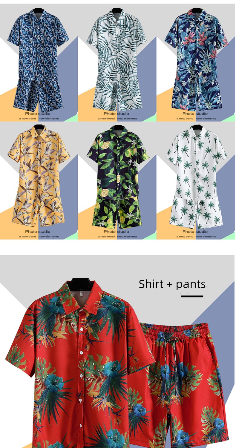 tide suit Hawaii on vacation seaside sandy beach Short sleeve