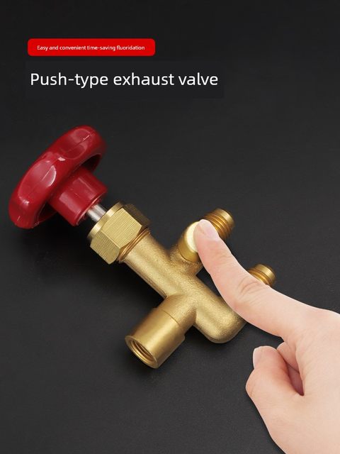 Refrigerant fluoride meter three-way valve pressing exhaust meter meter valve frame brass refrigerant meter pressure gauge valve