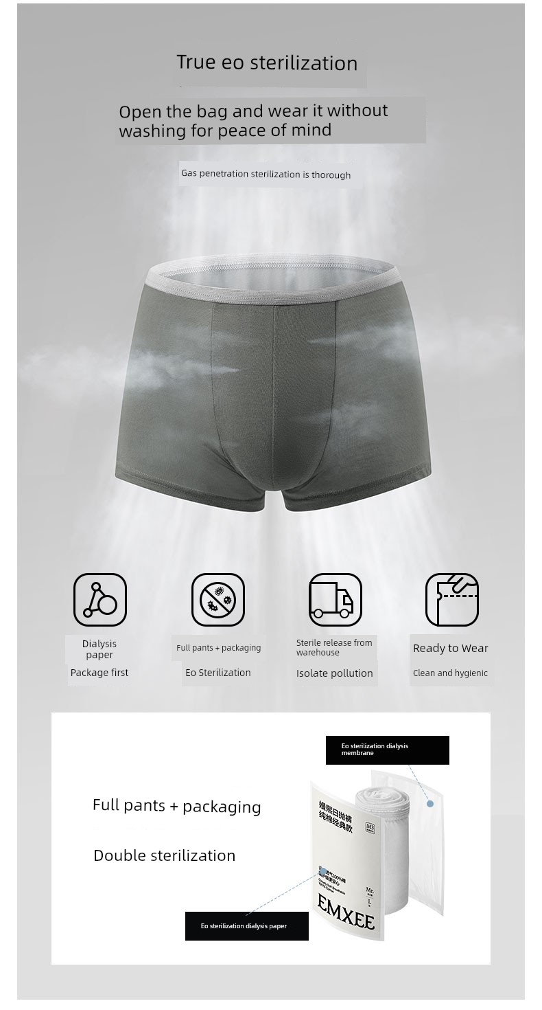 Qianxi Disposable Underwear Men Boxer Pure Cotton Sterilization Shorts Travel Disposable Daily Disposable — 6