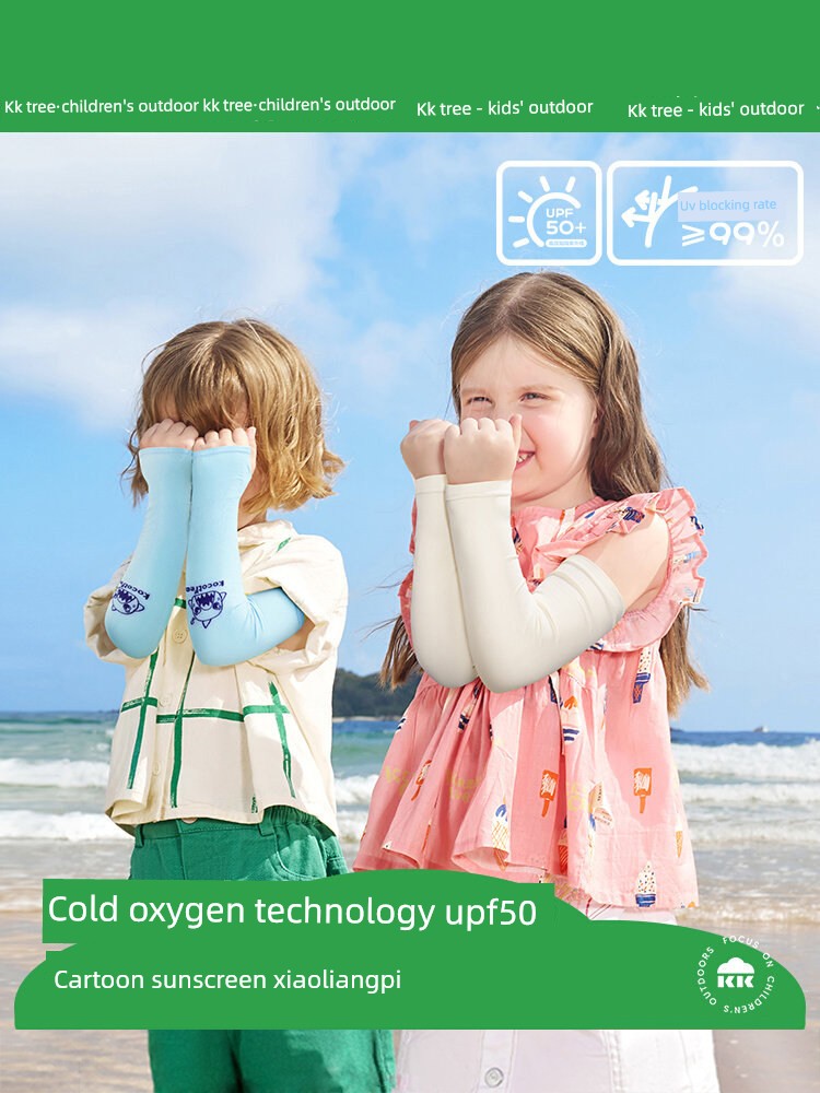 Kk Tree Children's Ice Sleeves Sun Protection Arm Sleeves for Boys and Girls, Ice Silk Uv Protection Arm Sleeves for Outdoor Summer Wear