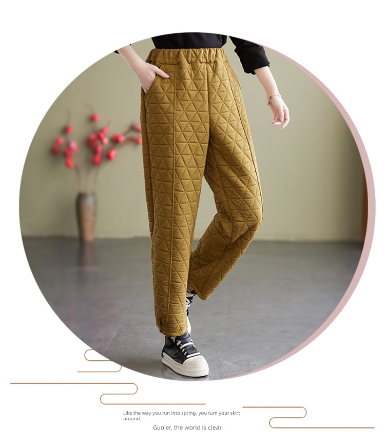 winter easy Show thin thickening cotton-padded trousers