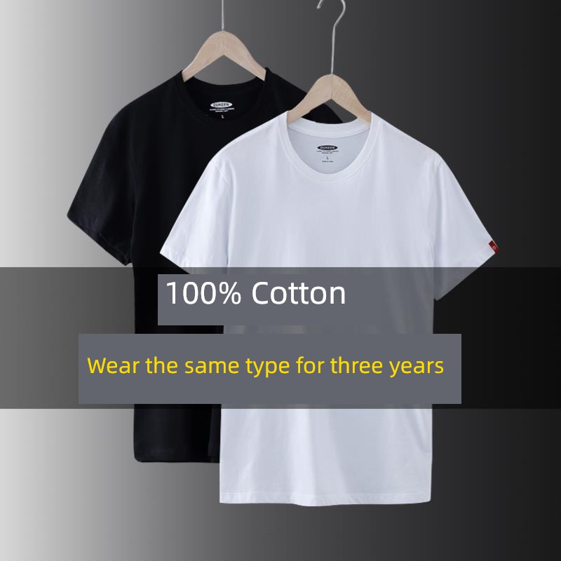 man Cotton Black and white Round neck trend Short sleeve T-shirt
