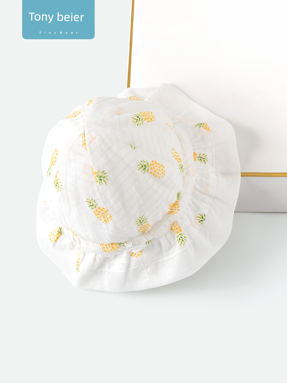 Tony Bear Baby Hat Summer Thin Style Pure Cotton Sun Protection Adjustable 0-3-6 Months Spring and Autumn Baby Sun Hat