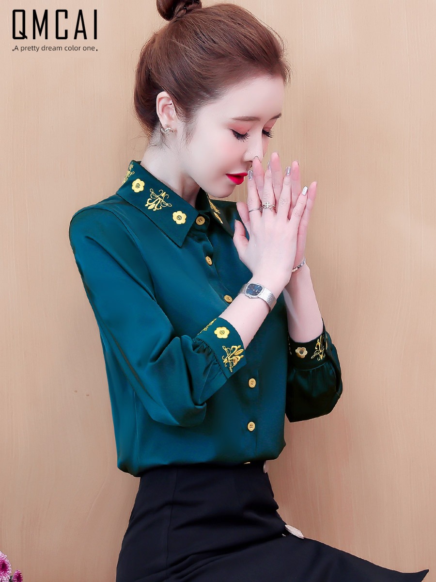 Hangzhou shirt ma'am Long sleeve Advanced sense jacket silk