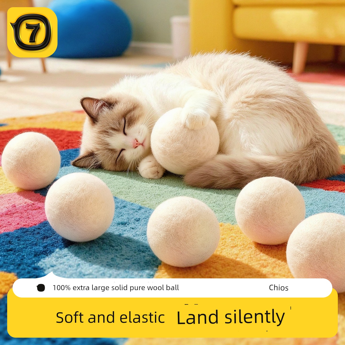 Cat Prey Ball Silent Wool Ball Toy Cat Chase Self-Entertainment Boredom-Relief Gadget Cat Teaser Stick Durable and Silent