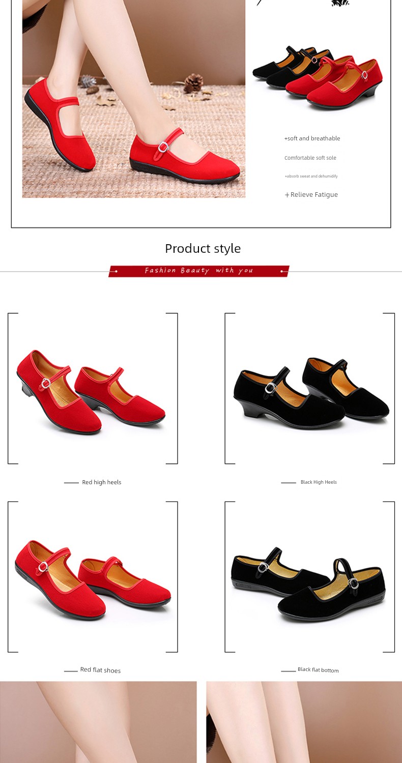 Children's Choir Black Performance Cloth Shoes for Girls, Medium Low Heel, Boys' Old Beijing Cloth Shoes with Soft Soles for Elementary School Students' — 5