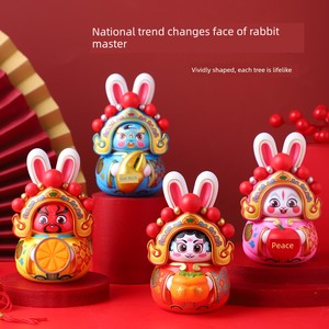 Beijing Rabbit God Face-Changing Doll Peking Opera Mask National Trend Toy Travel Figurine Decoration Holiday Gift