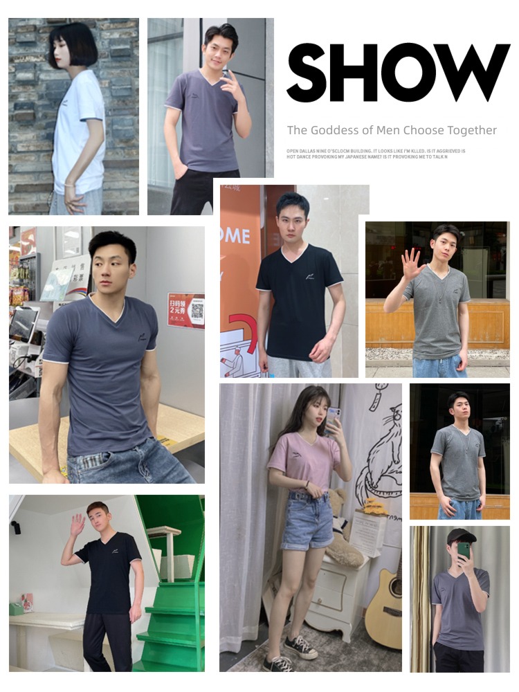 NGGGN man V-neck Thin money Put on your clothes Short sleeve T-shirt