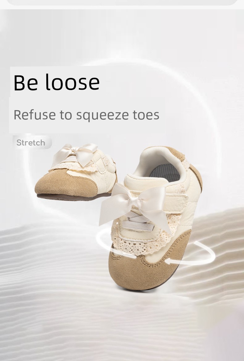Harden Bear Baby Girl Princess Shoes Spring Soft-Soled Baby Toddler Shoes 2026 New Girls' Bow-Knot Single Shoes — 7