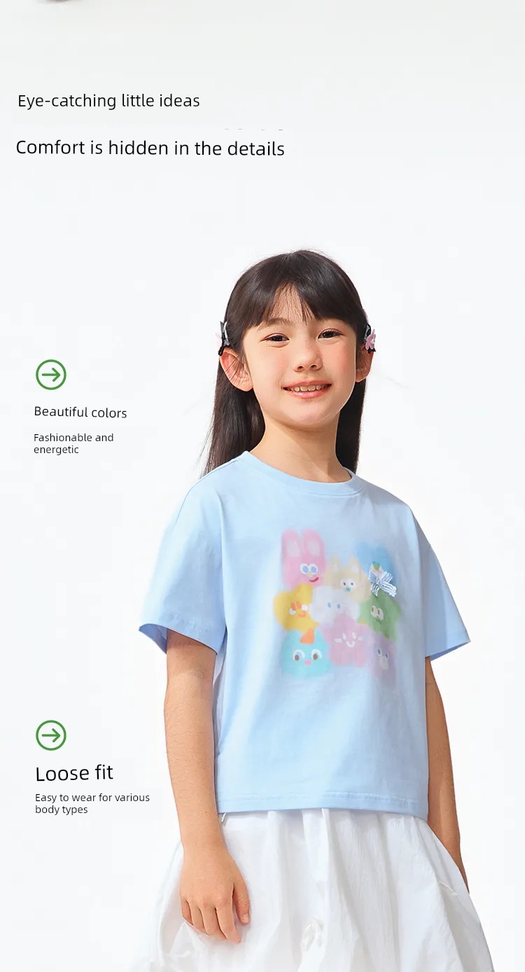 Semir Children's Short-Sleeve T-Shirt 2025 Summer New Style Comfortable Loose Printed Girls' Clothing with a Unique Design — 27