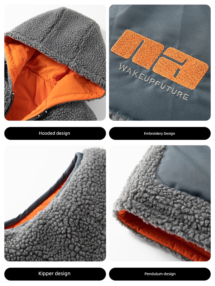 Chaopai Lamb cashmere loose coat Men's style winter clothes jacket Vest