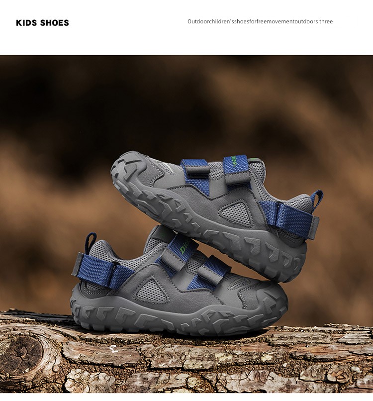 Dickies Kidsren's Sports Shoes New Style Medium and Large Kidsren's Velcro Anti-Slip Outdoor Hiking Shoes Soft-Soled Running Shoes — 20