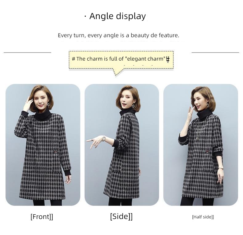 Autumn and winter thickening Plush houndstooth  Foreign style Dress
