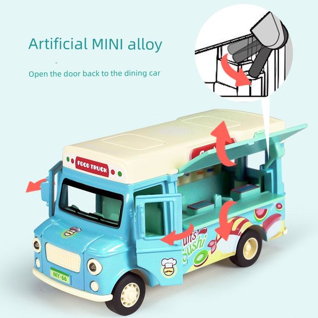 Children's cute fun toy car ice cream ice cream burger dining car bus music Huili alloy car model