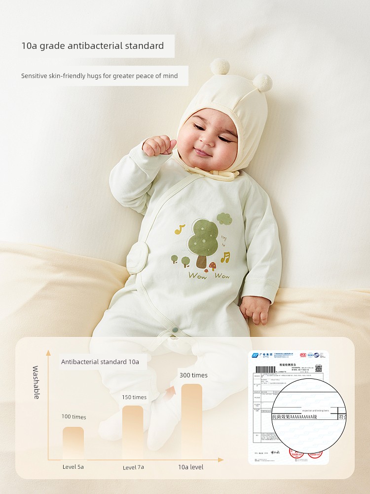 Tongtai Baby Jumpsuit Spring and Autumn Pure Cotton Newborn Clothes Newborn Baby Butterfly Romper Full Moon Outfit