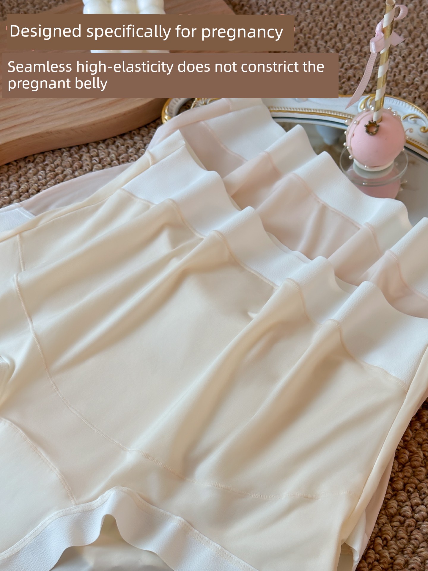 Seamless Maternity Underwear, High-Waisted, Belly-Supporting, Extra Large Size, 125kg Pairs, Specially Designed for Mid and Late Pregnancy — 4