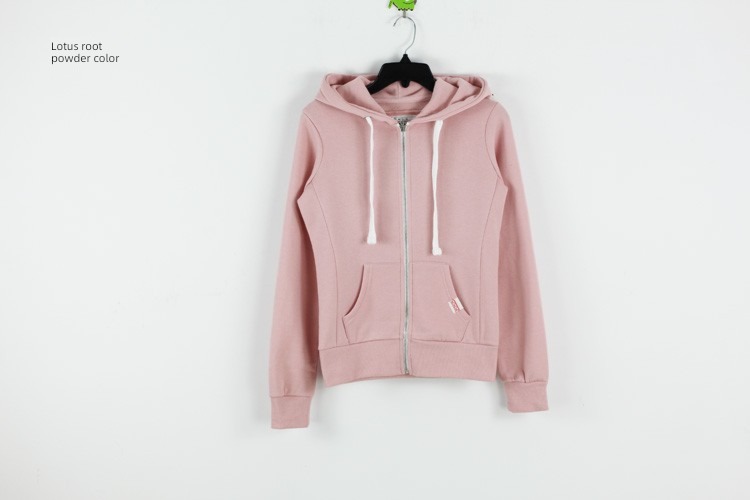 zipper Solid color spring and autumn Cotton and cashmere Cardigan loose coat Sweater