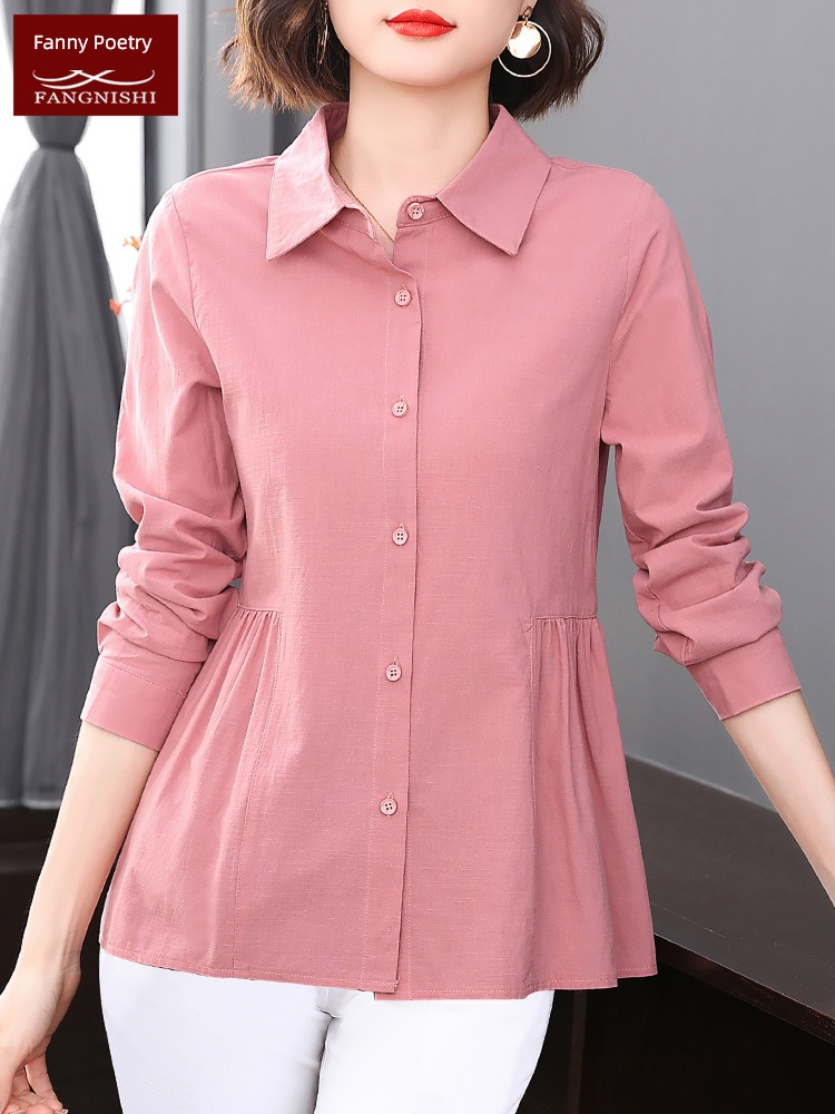 stand collar Pink ma'am Long sleeve mom jacket shirt