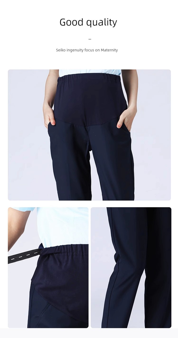 Maternity Work Pants for Office Workers, Straight-Leg Work Pants, Bank Maternity Pants, Suit Pants, Professional Work Pants, Blue Uniform Pants — 17