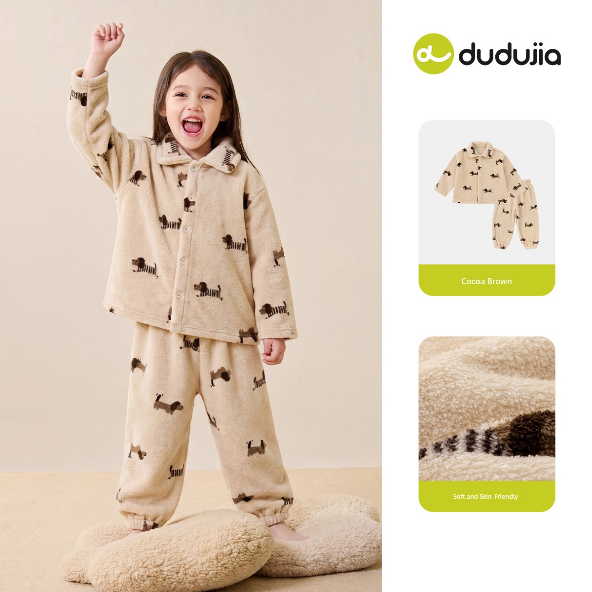 Dudu's Boys' Autumn Clothing Set, Children's Pajamas, Autumn Girls' Pure Cotton Underwear Set, Baby Warm Clothing for Young Children — 4