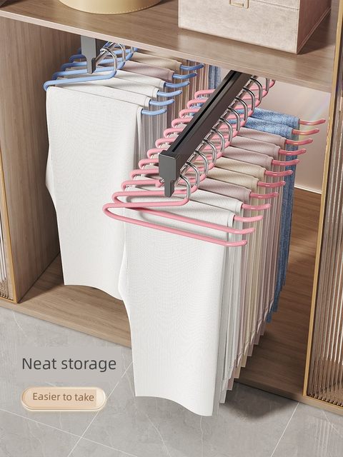 Jiabangshou Rainbow Design Home Anti-Slip-Free Men and Women Goose-shaped Trouser Rack Stainless Steel Clothes Rack Storage Artifact