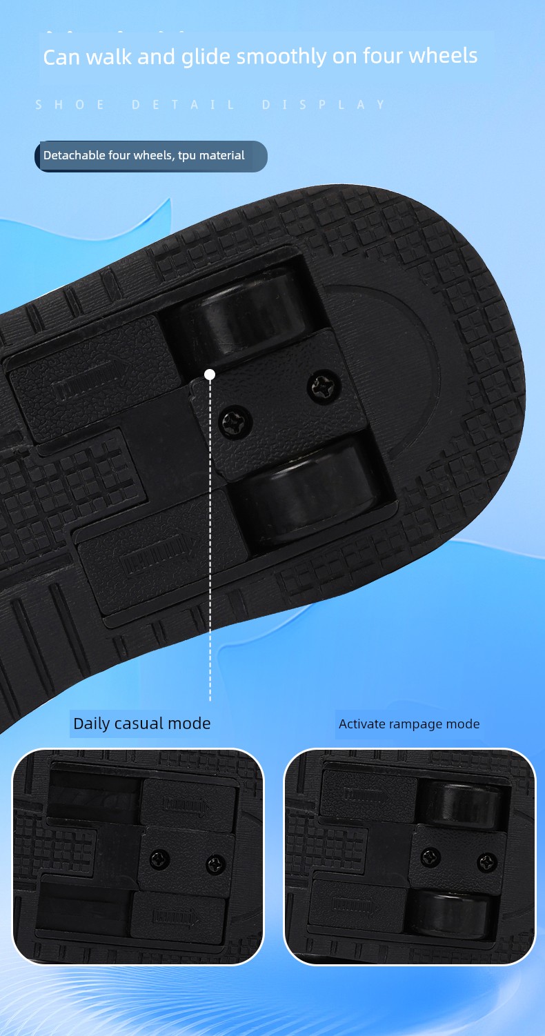 Heelys Shoes for Girls, Invisible Four-Wheel Retractable Children's Shoes, 4-Wheel Adult Roller Skates for Travel, Suitable for Girls Aged 6 to 12 — 6