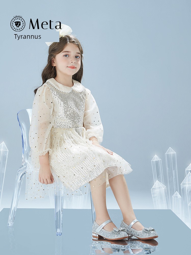 Tyrannis Meta Spring and Summer Kidsren's Shoes, Girls' Crystal Shoes, Kidsren's Performance Shoes, Soft-Soled Shiny Princess Shoes for Older Kidsren — 4