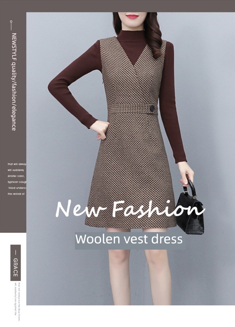 Wool Spring  Vest skirt Advanced sense Two piece set