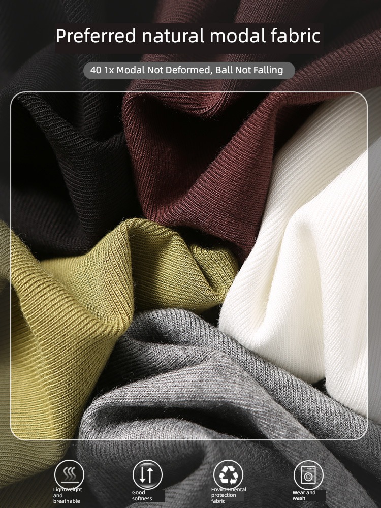 modal  Middle sleeve Early autumn Inner lap white V-neck T-shirt