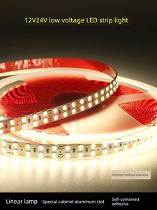 12v24v Low Voltage LED Light with Linear Lamp Slot Three-Color Flowing Water Self-Paste Waterproof Soft Light Strip Home