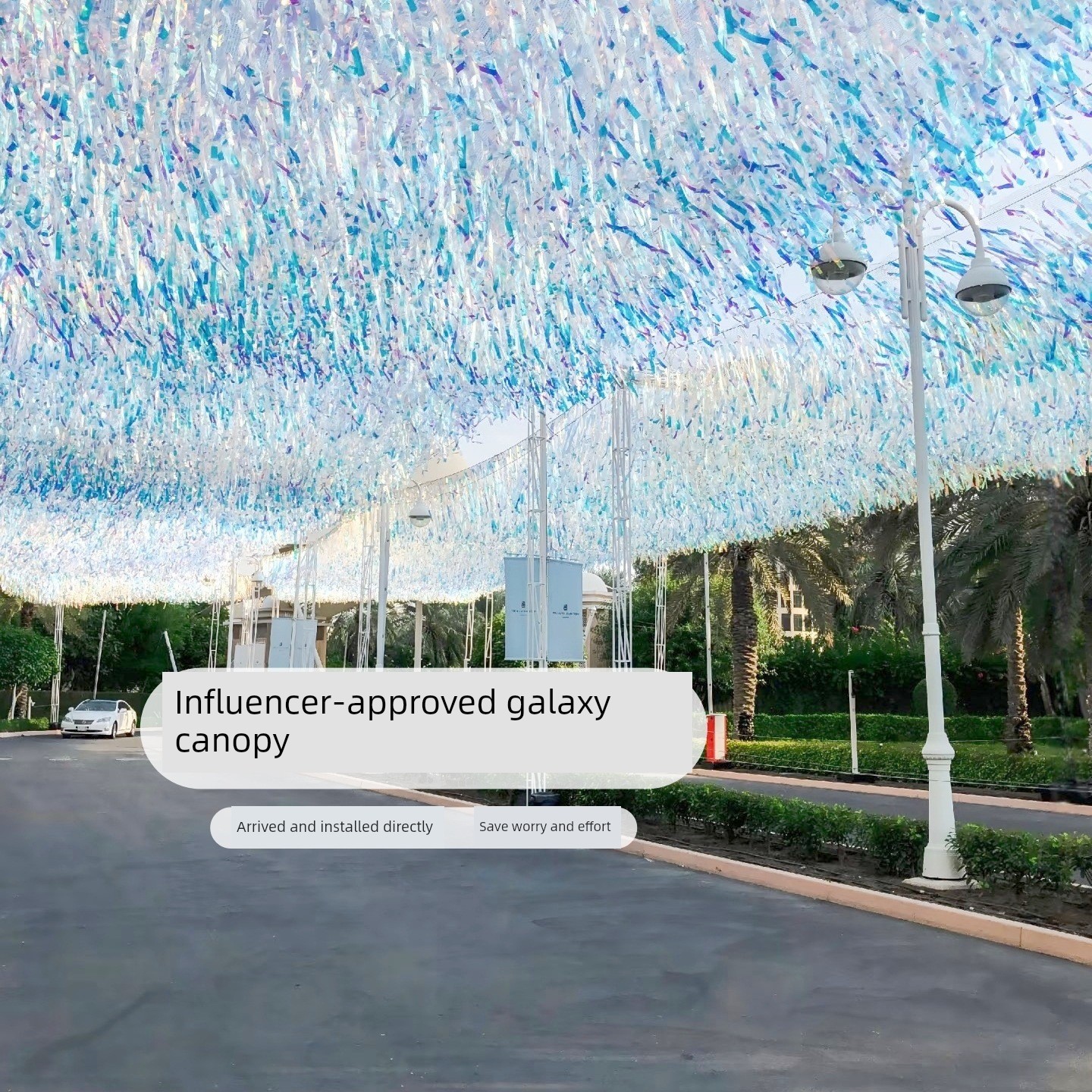 Colorful Tassel Laser Rain Curtain, Internet-Famous Galaxy Ceiling Decoration, Wind-Swept Gauze Curtain for Scenic Spots and Commercial Street Setup