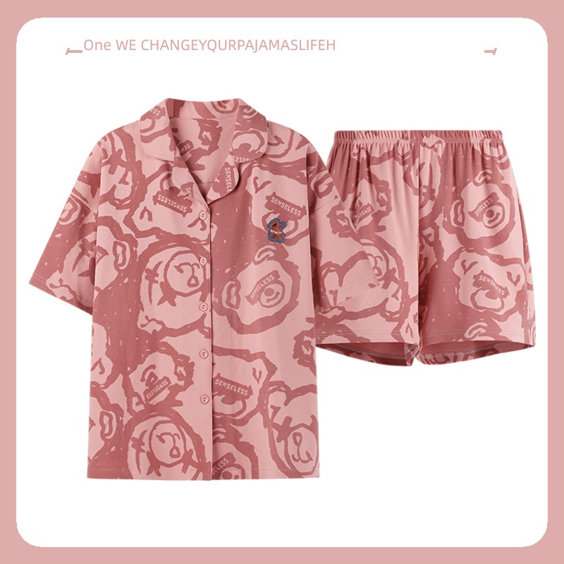 Yu Zhaolin female pure cotton shorts spring suit pajamas
