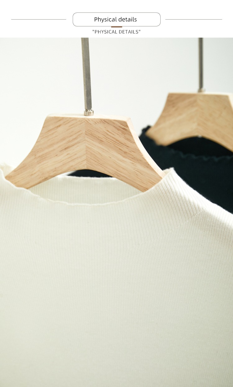 Amii2022 Half high collar Color contrast Cuff Sweater